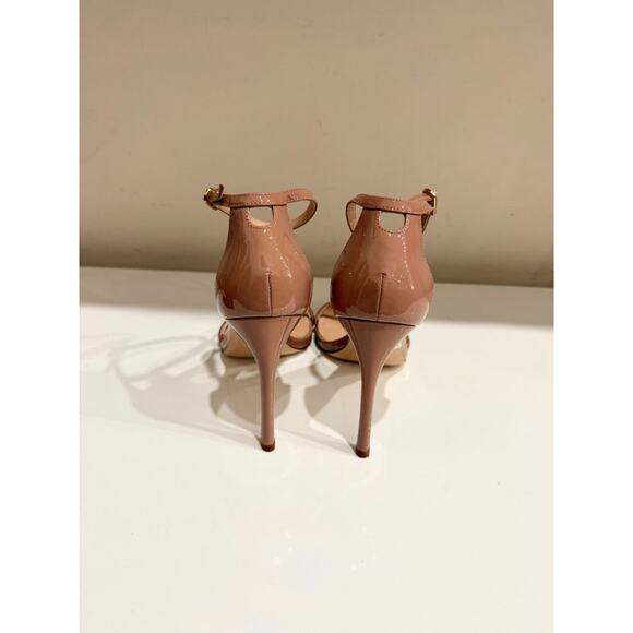 Stuart Weitzman Nudistsong Patent Leather Ankle Strap Heeled Sandals Tan US 7 - Picture 5 of 7